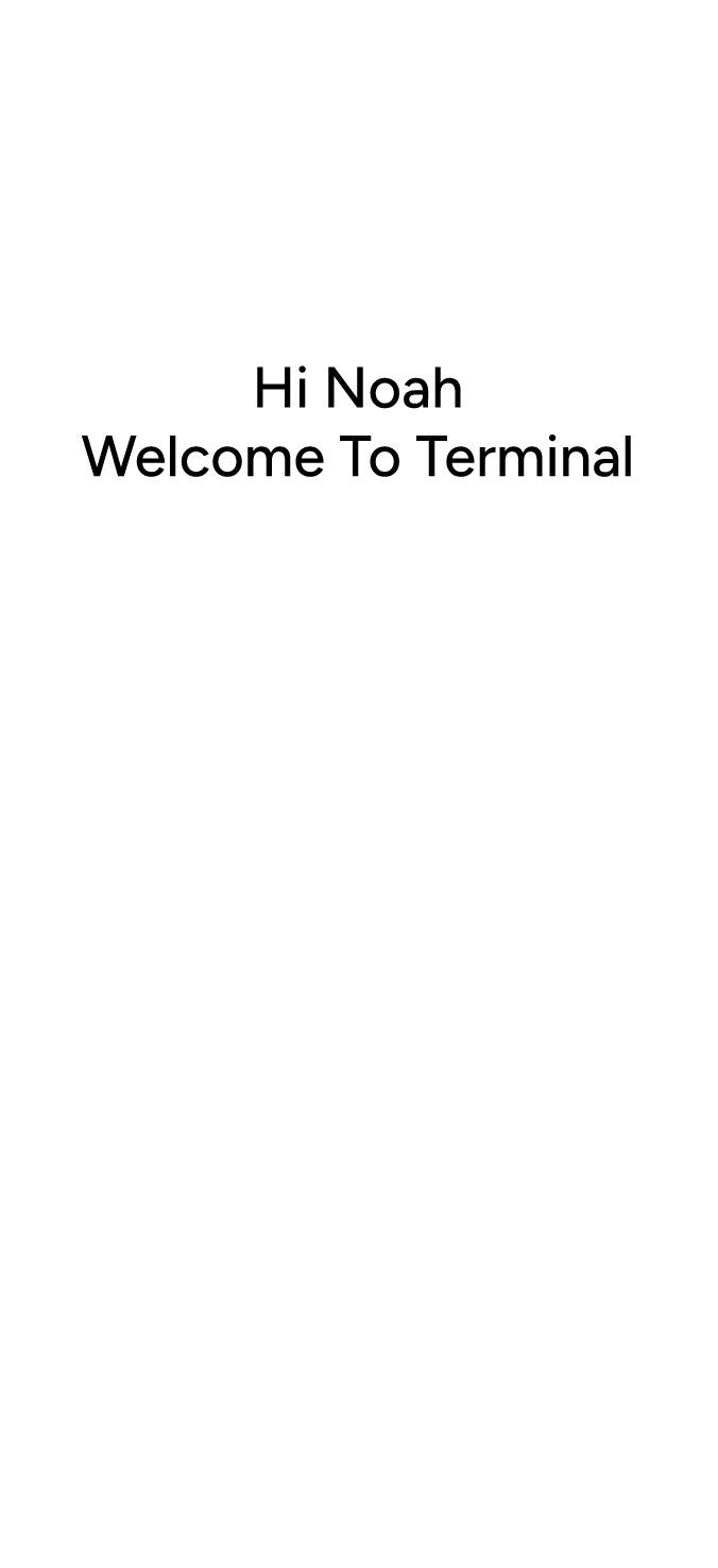 Terminal welcome wireframe